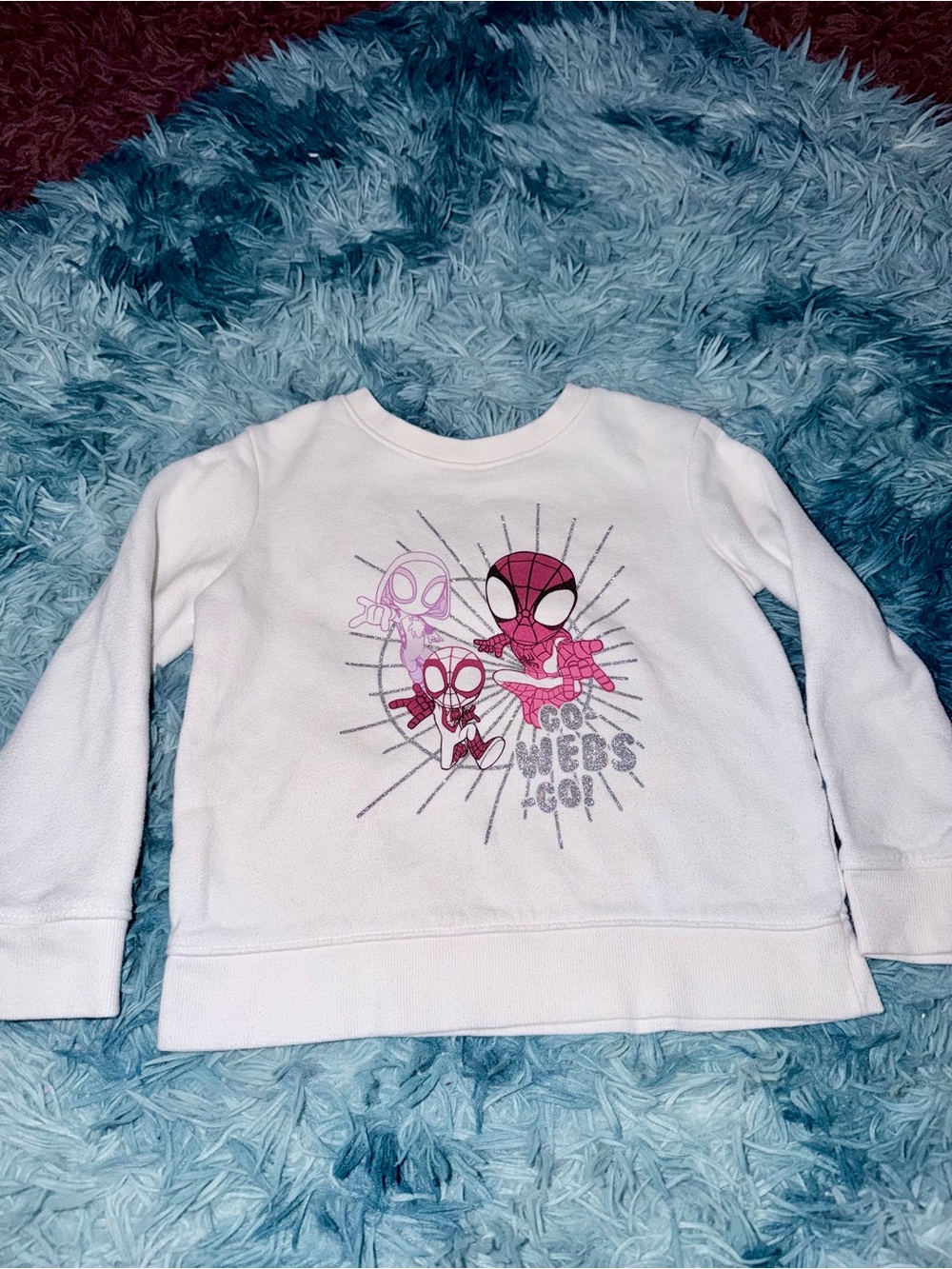 Marvel White Long Sleeve Spider-Verse Graphic Tee with Pink & Sparkle Accents